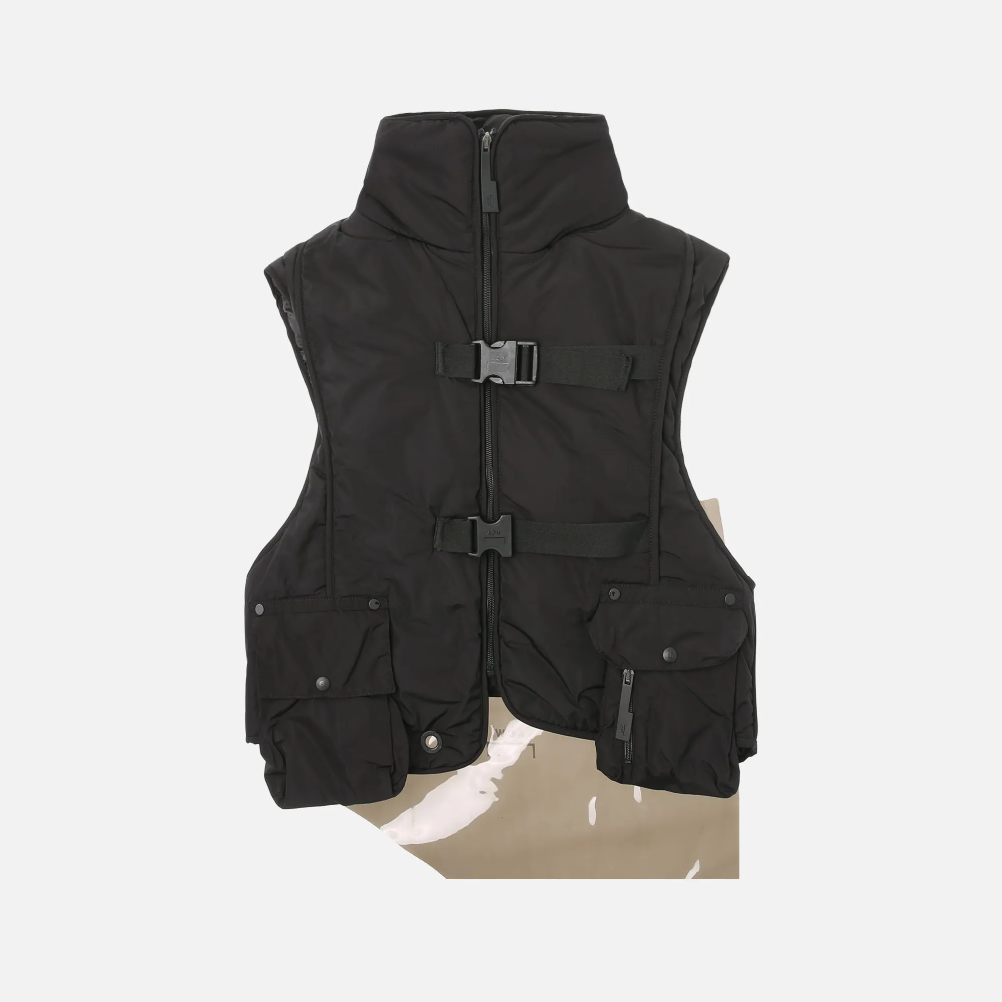 A-Cold-Wall* Black Step Front Nylon Padded Crop Vest