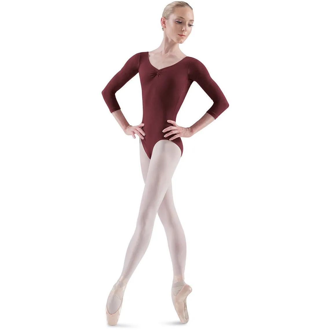 Adult 3/4 Sleeve Leotard with Pinch Front