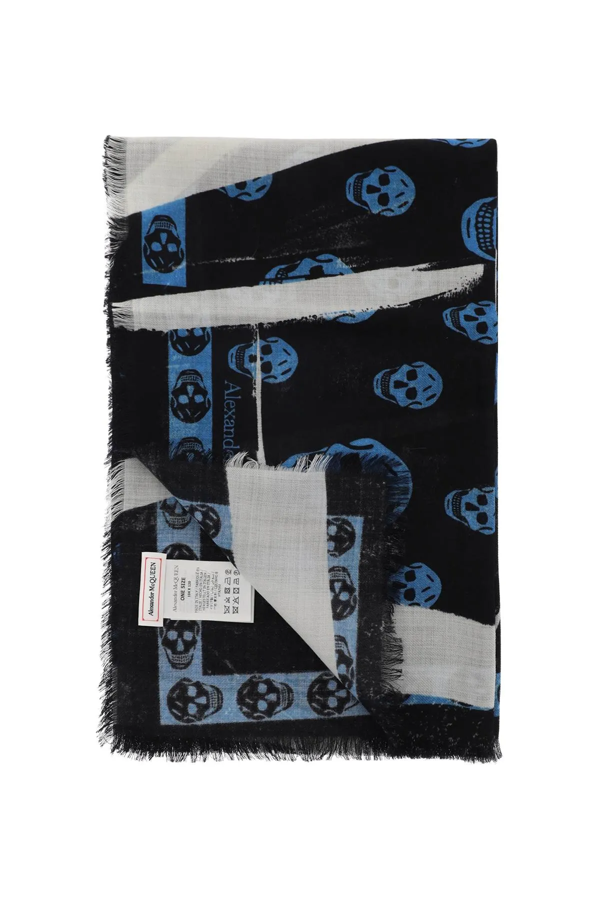 Alexander mcqueen slashed skull scarf 774305 3222Q BLACK LAPIS