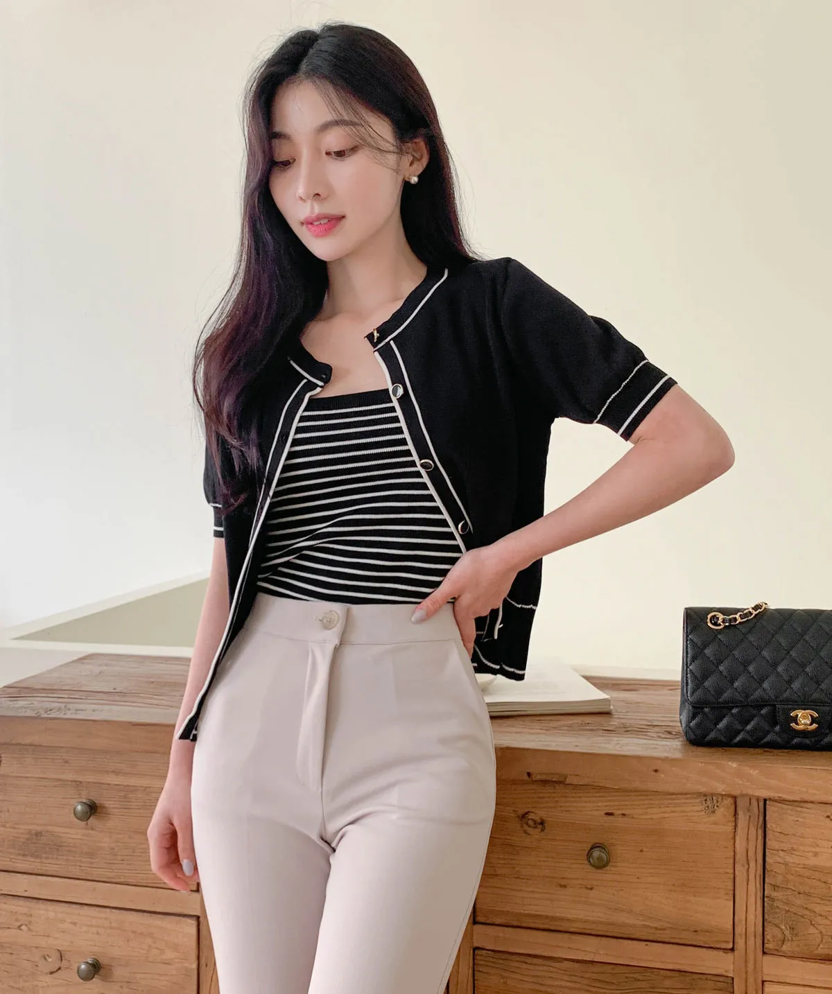 BADDIARY  |Stripes Casual Style Short Sleeves Party Style Office Style