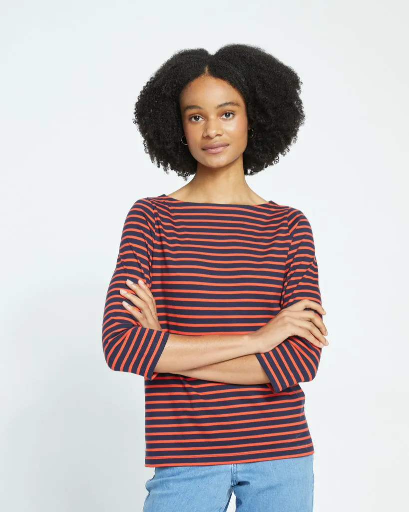 Belle Breton Stripe Jersey Tee - Navy/Red Stripe