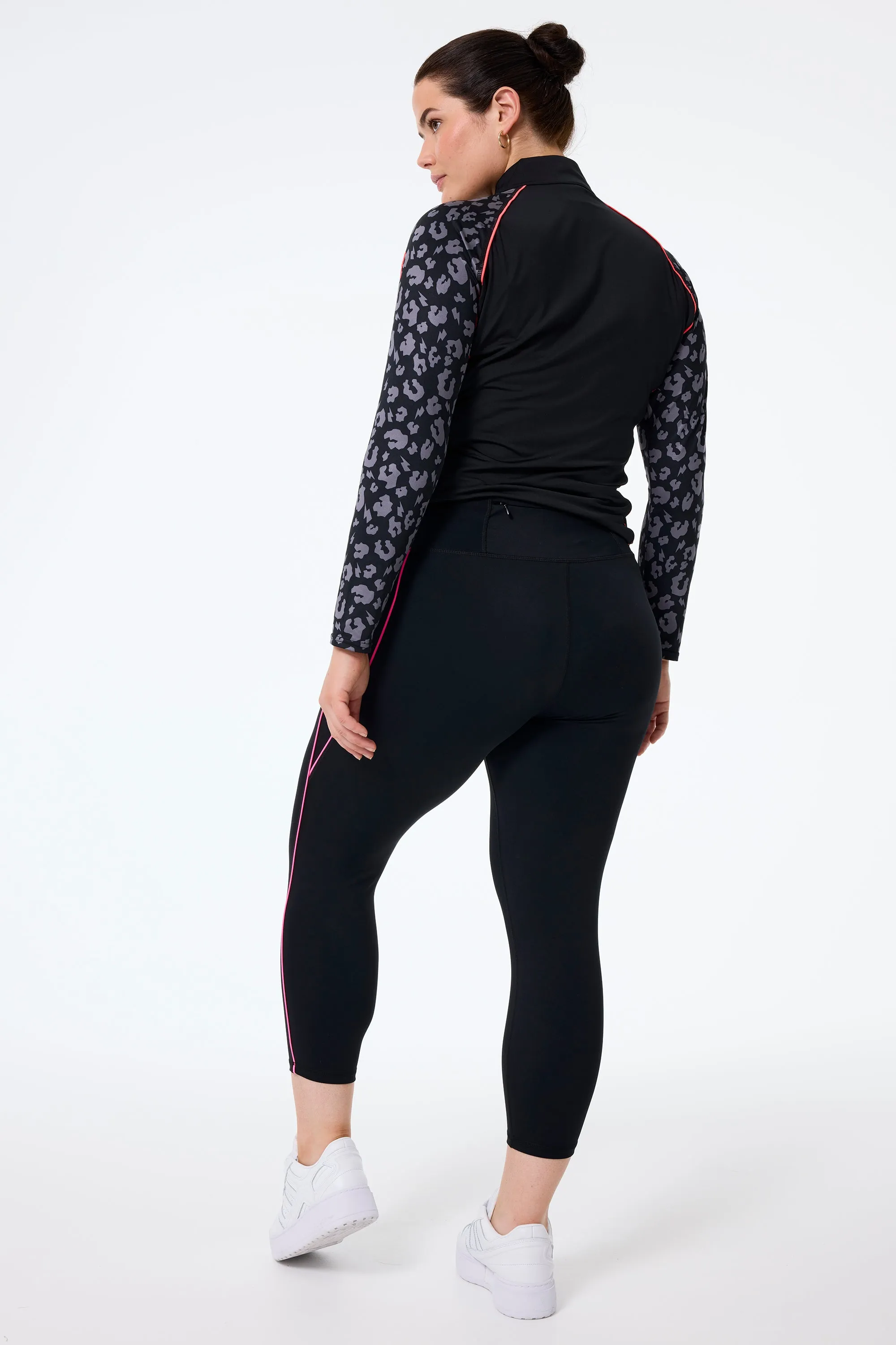 Black with Neon Piping 7/8 Length Active Leggings