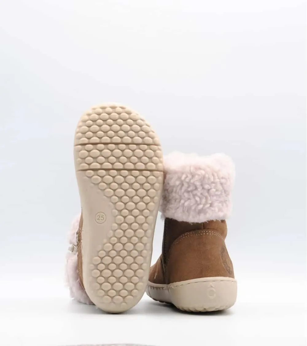 BOTA RESPETUOSA COQUETTE FLEX NIÑA BAREFOOT BORREGUILLO TAUPE