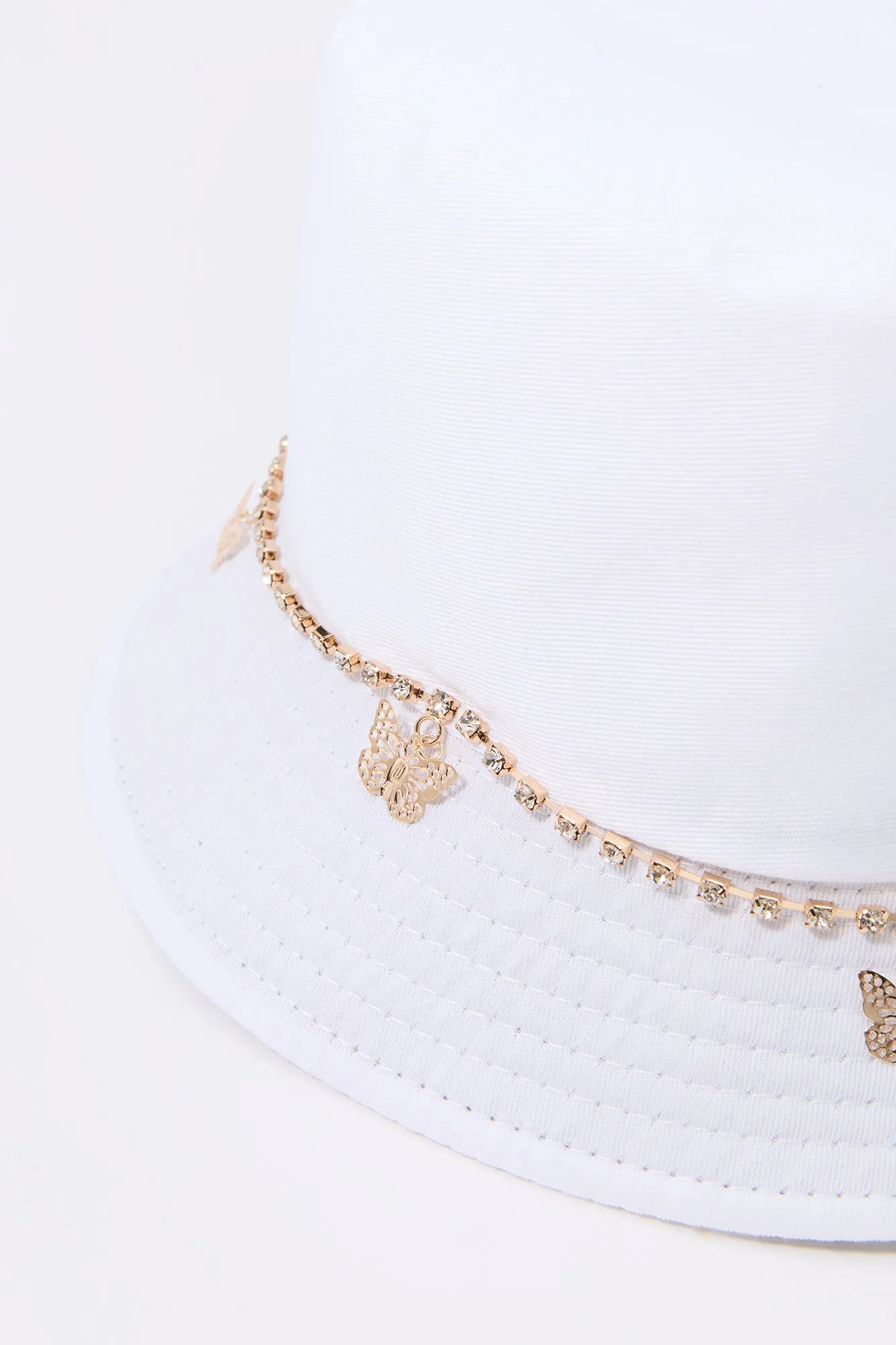 Butterfly Rhinestone Chain Bucket Hat