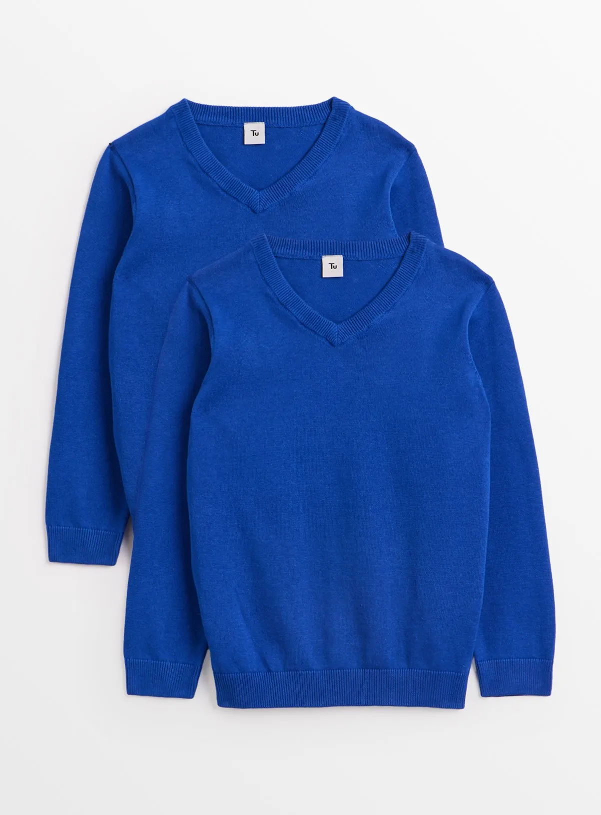 Buy Blue Unisex V-Neck Jumpers 2 Pack 5 years | School jumpers and sweatshirts | Tu