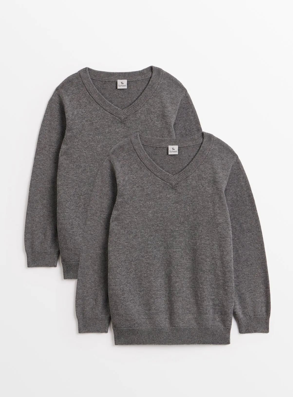 Buy Grey V-Neck Jumpers 2 Pack 11 years | School jumpers and sweatshirts | Tu