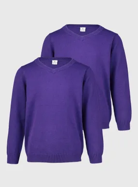 Buy Purple V-Neck Jumpers 2 Pack - 11 years | Jumpers and cardigans | Tu