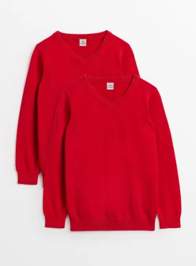 Buy Red Unisex V-Neck Jumpers 2 Pack 8 years | School jumpers and sweatshirts | Tu