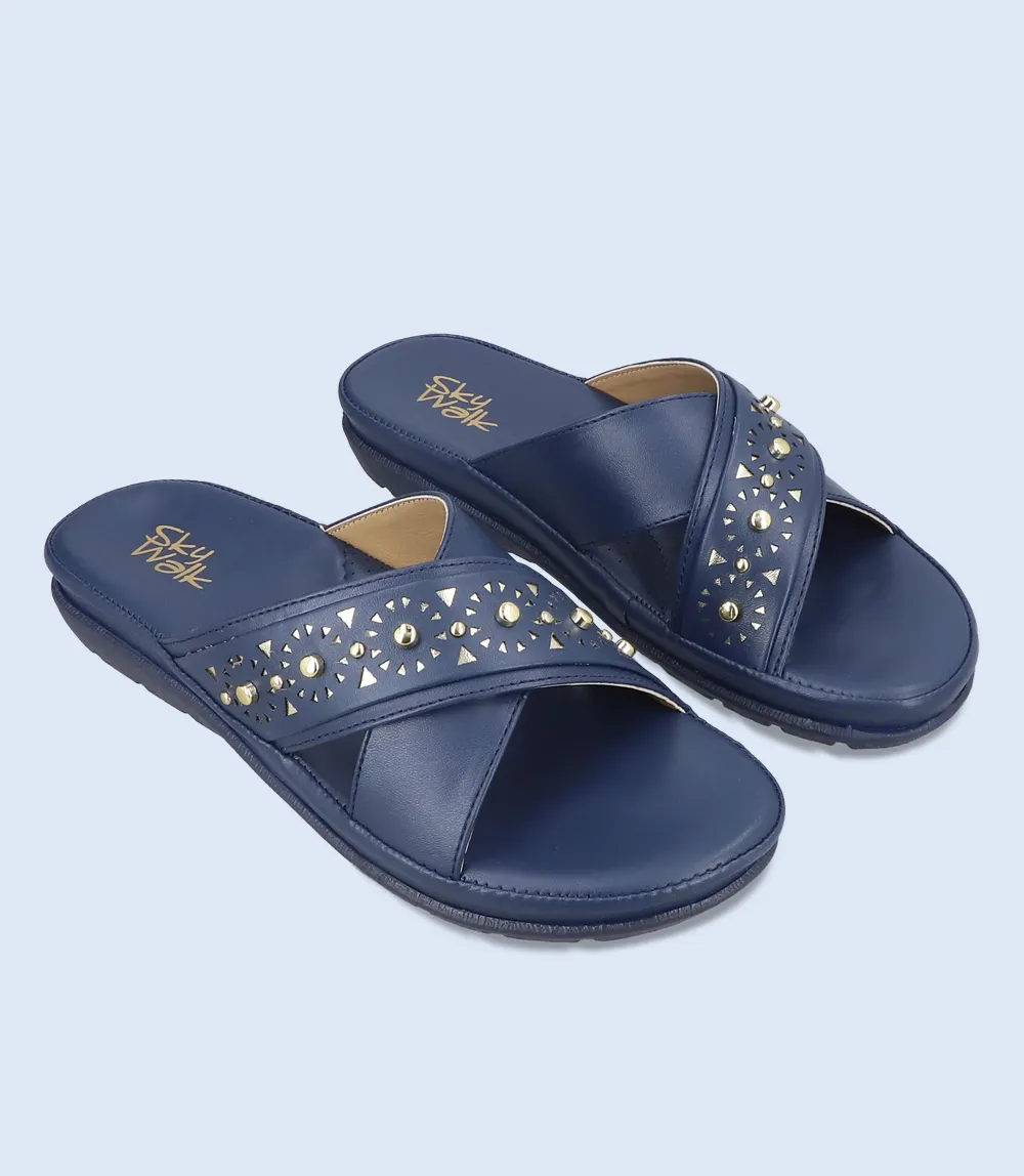 BW9254-NAVY-Women Comfort Slipper