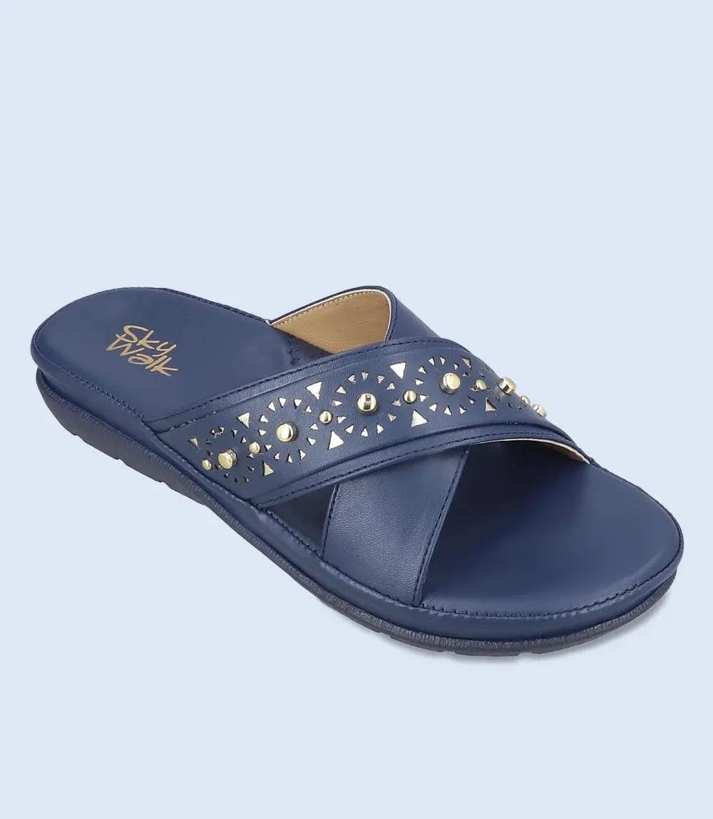 BW9254-NAVY-Women Comfort Slipper