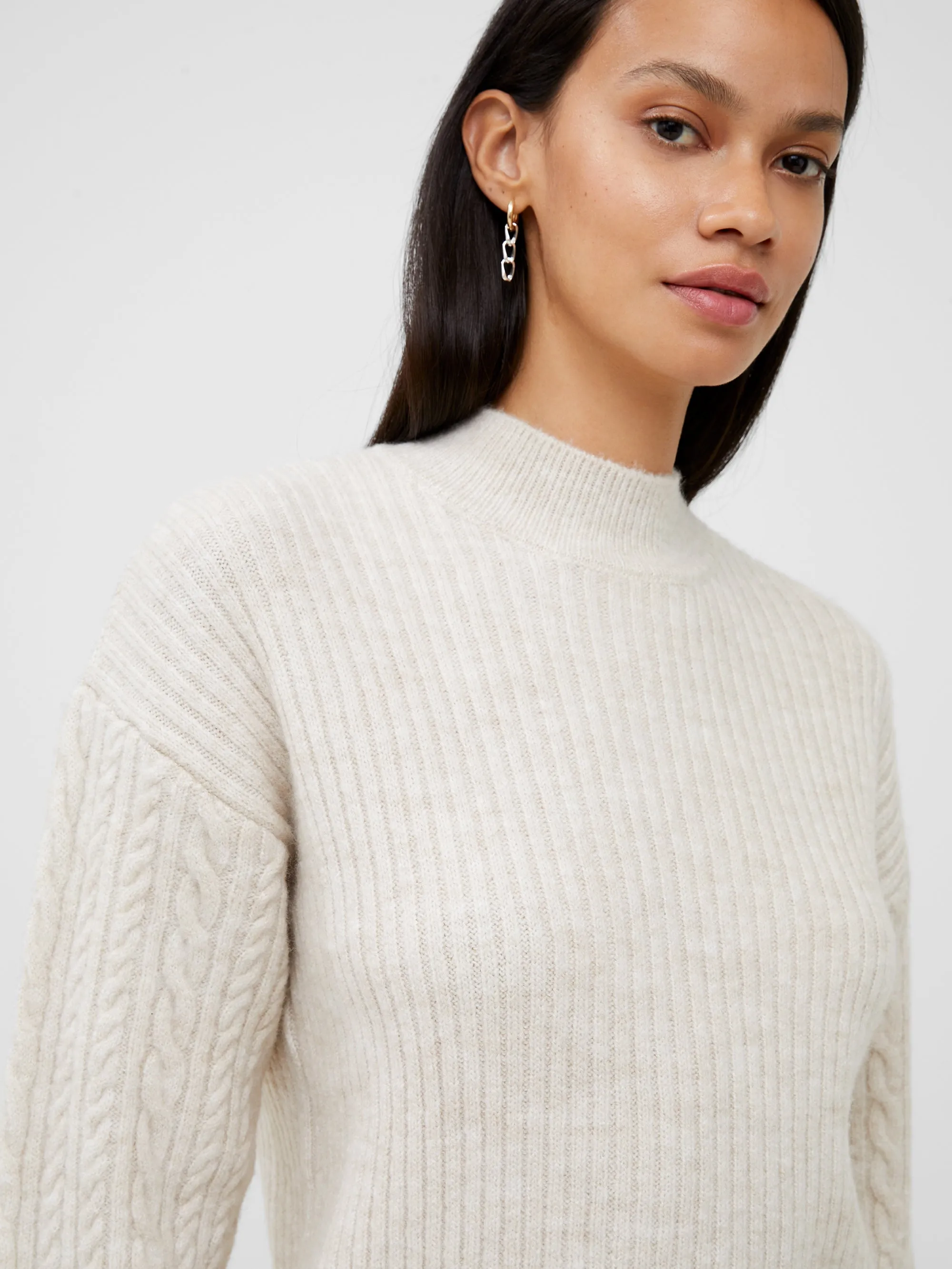 Cable Knit Arm High Neck Jumper