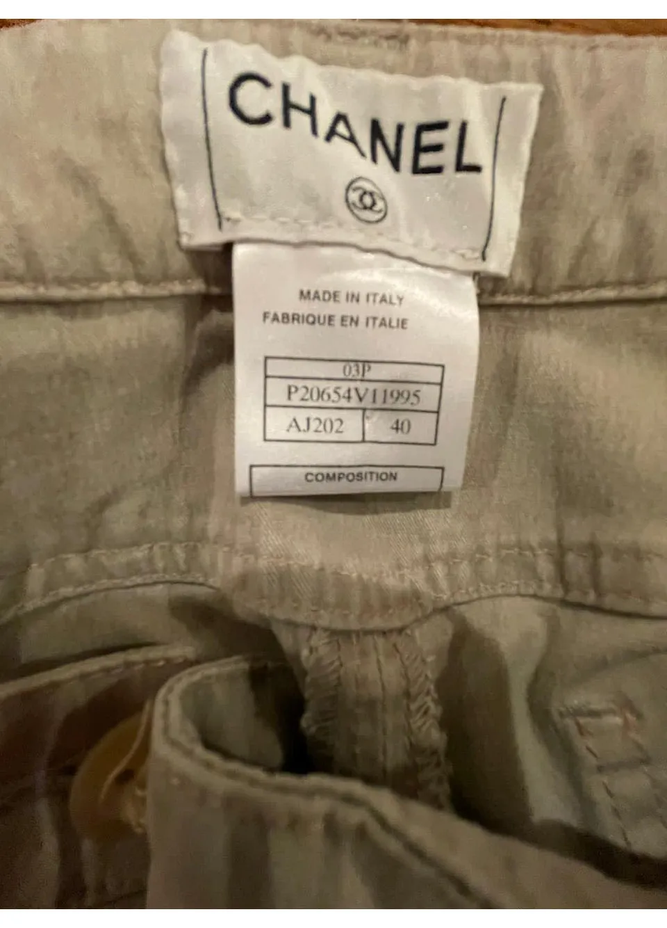 Chanel 03P 2003 Spring light brown khaki jeans, low rider style in FR size 40.