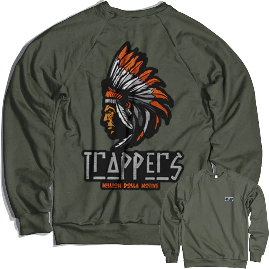 Chenille Trappers Olive Crewneck Sweatshirt