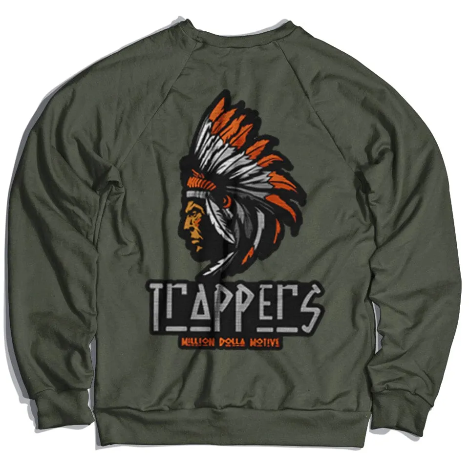 Chenille Trappers Olive Crewneck Sweatshirt