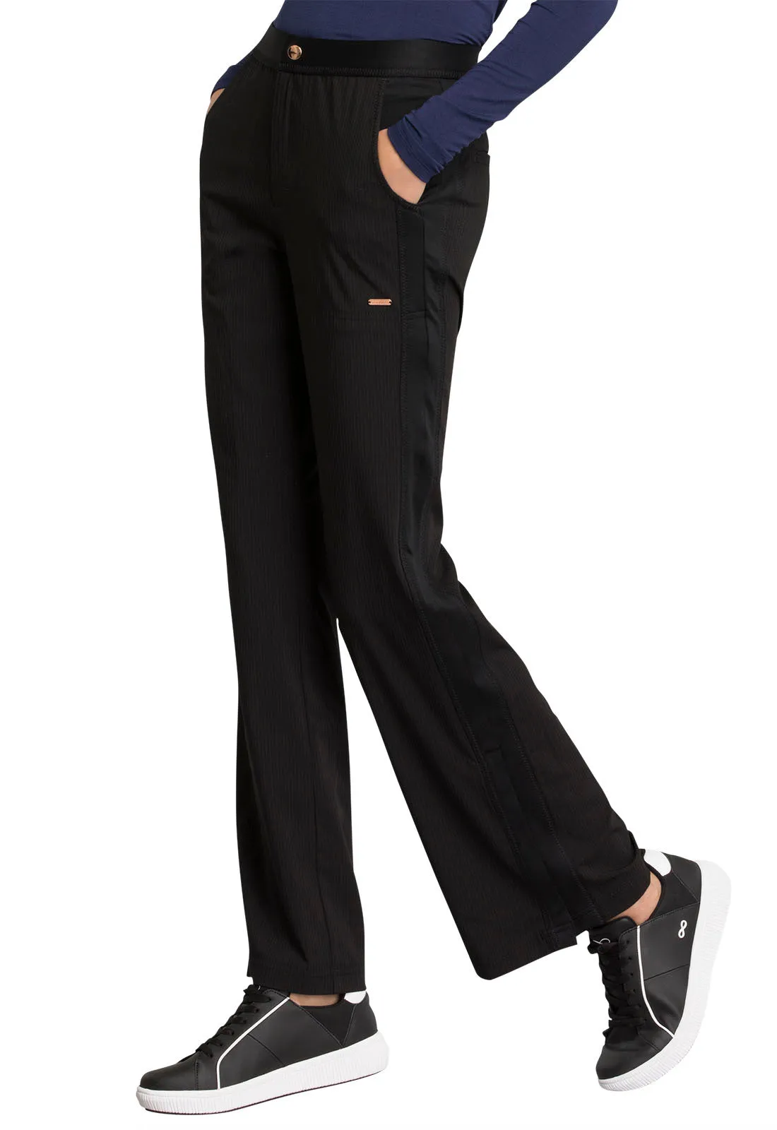 Cherokee Statement Natural Rise Flare Leg Pant in Black