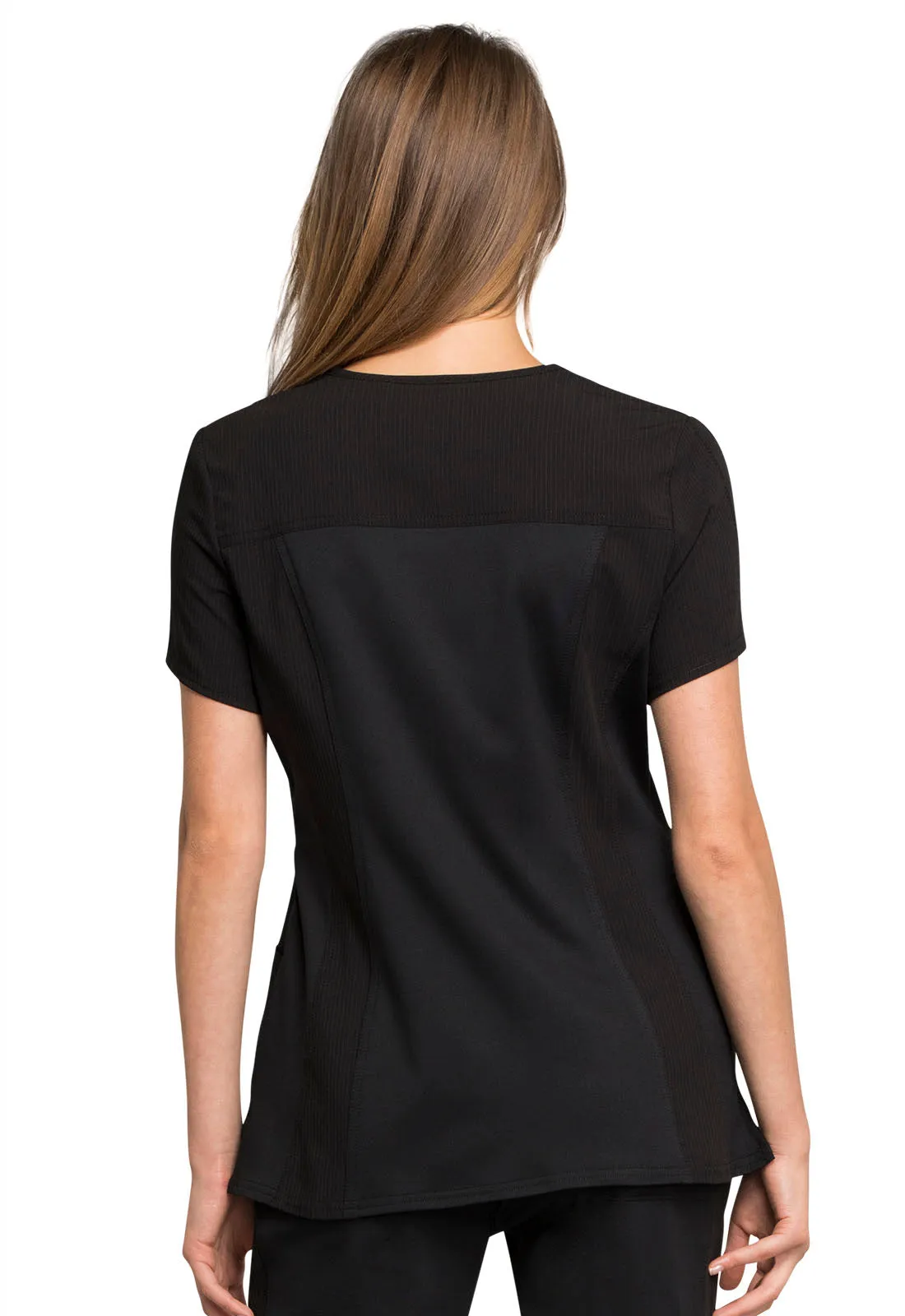 Cherokee Statement Ribbed V-Neck Top in Black AMOST GONE!