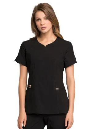 Cherokee Statement Ribbed V-Neck Top in Black AMOST GONE!