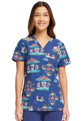 Cherokee V-Neck Print Top in Carnival Critters