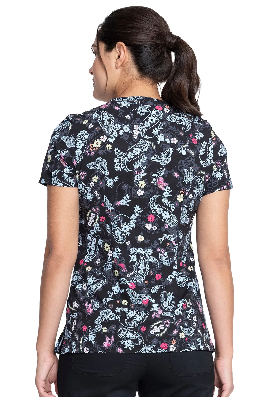 Cherokee V-Neck Print Top in Flutter Blooms