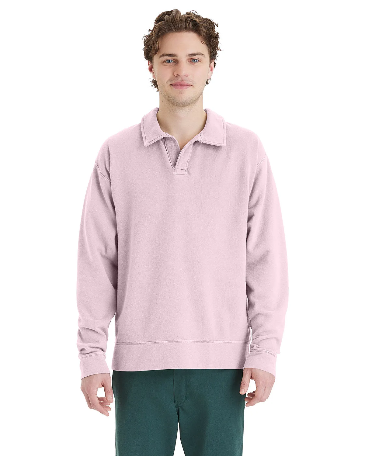 ComfortWash by Hanes Unisex Garment Dye Polo Collar Sweatshirt