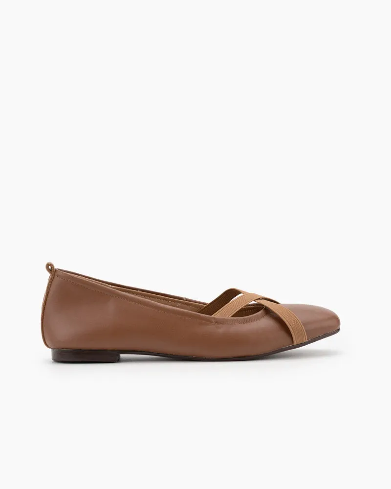 Crossover Straps Slip On Walking Ballet Flats