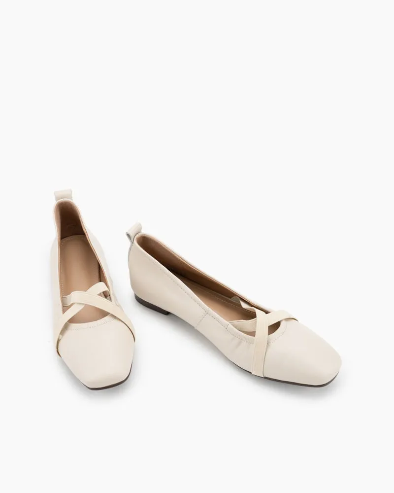 Crossover Straps Slip On Walking Ballet Flats