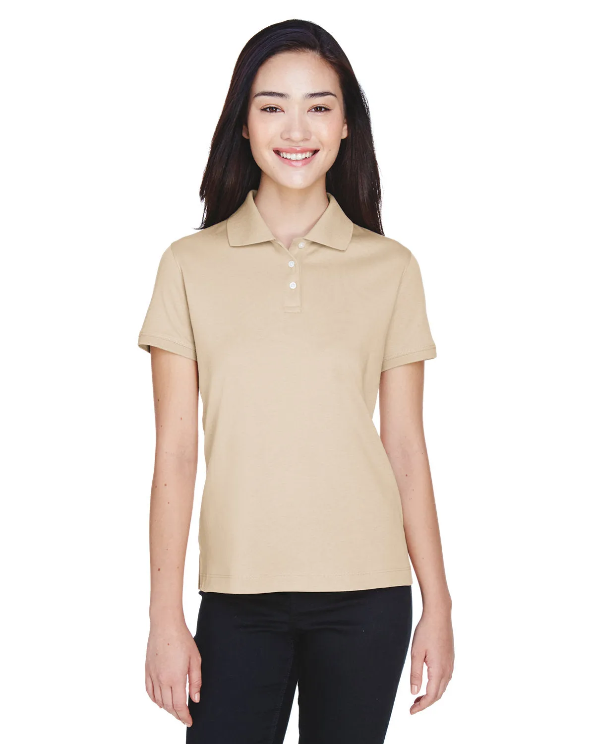 Devon & Jones Ladies' Solid Perfect Pima Interlock Polo