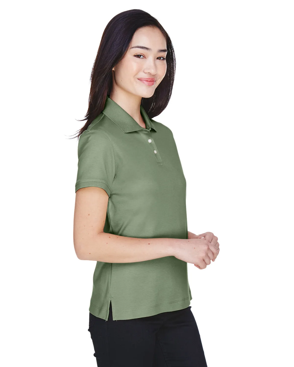 Devon & Jones Ladies' Solid Perfect Pima Interlock Polo