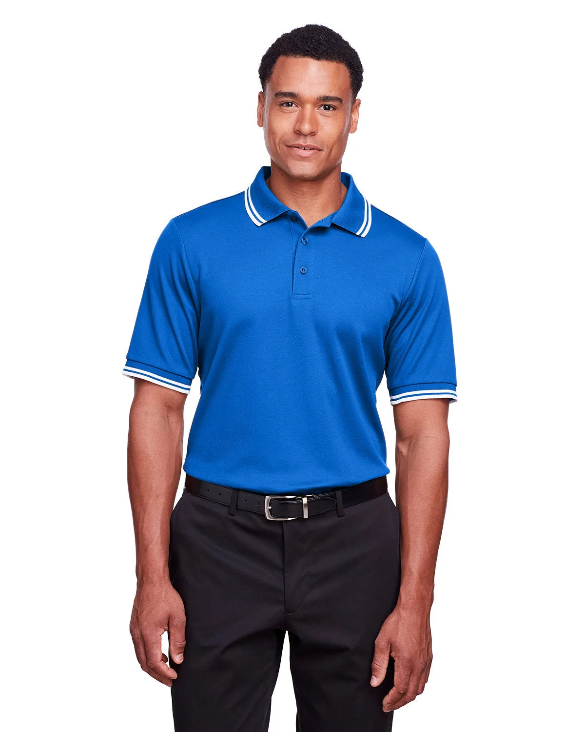 Devon & Jones Men's CrownLux Performance Plaited Tipped Polo