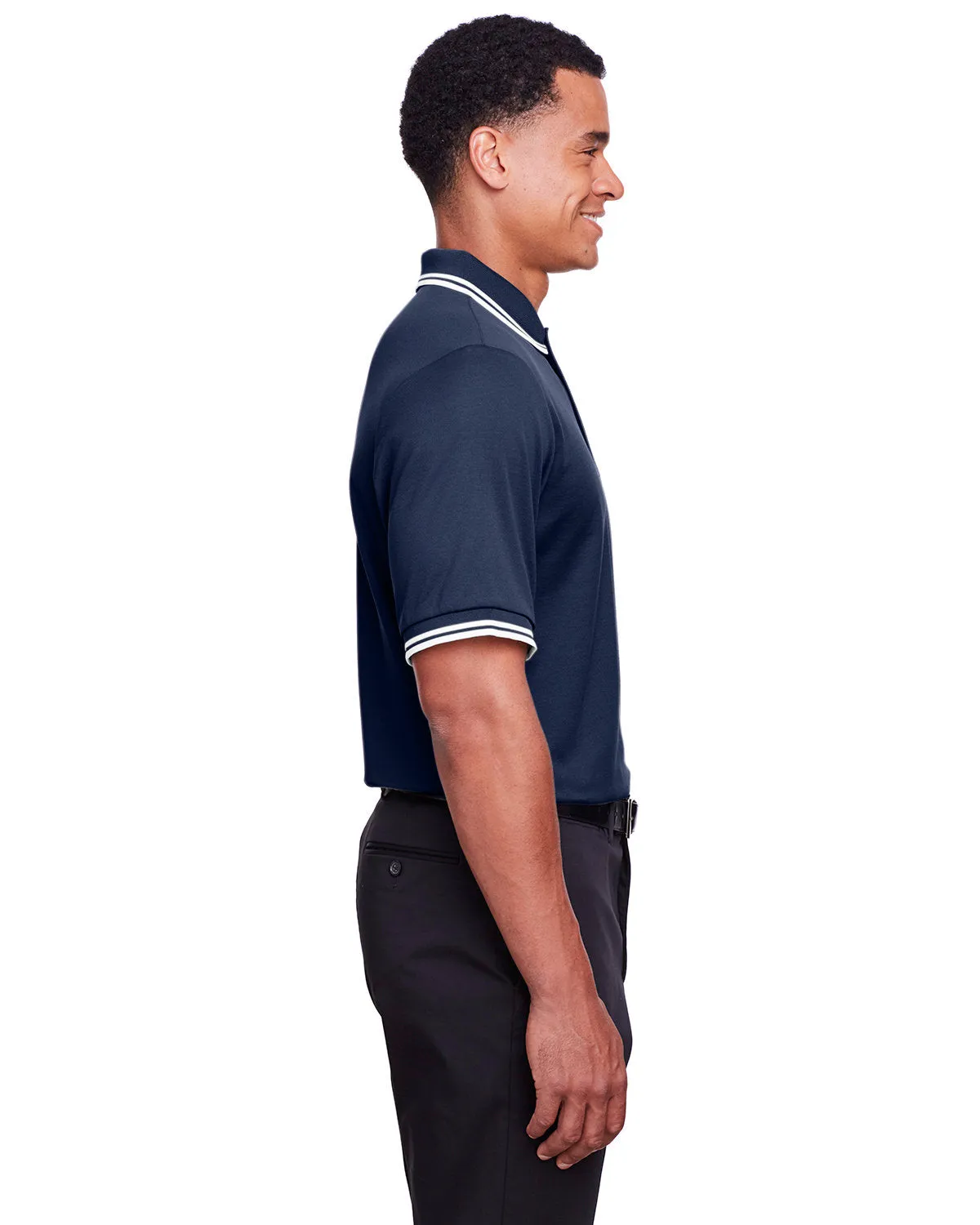 Devon & Jones Men's CrownLux Performance Plaited Tipped Polo