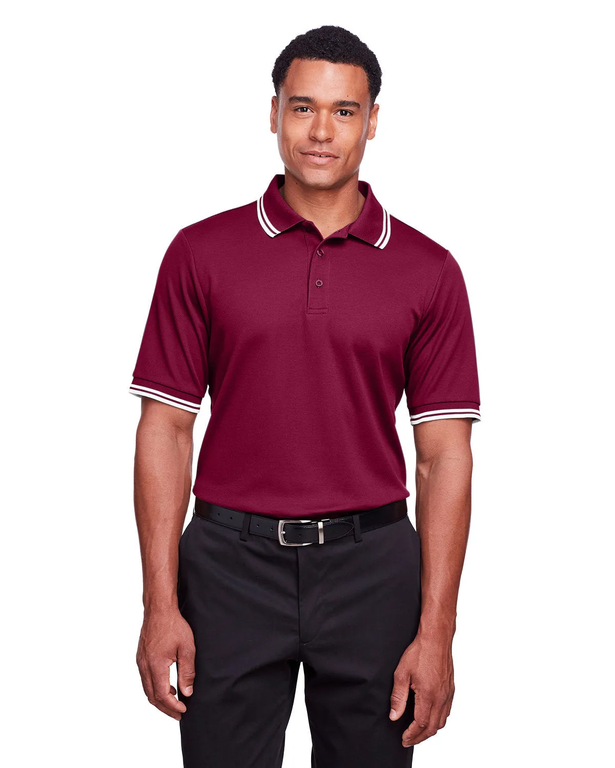 Devon & Jones Men's CrownLux Performance Plaited Tipped Polo