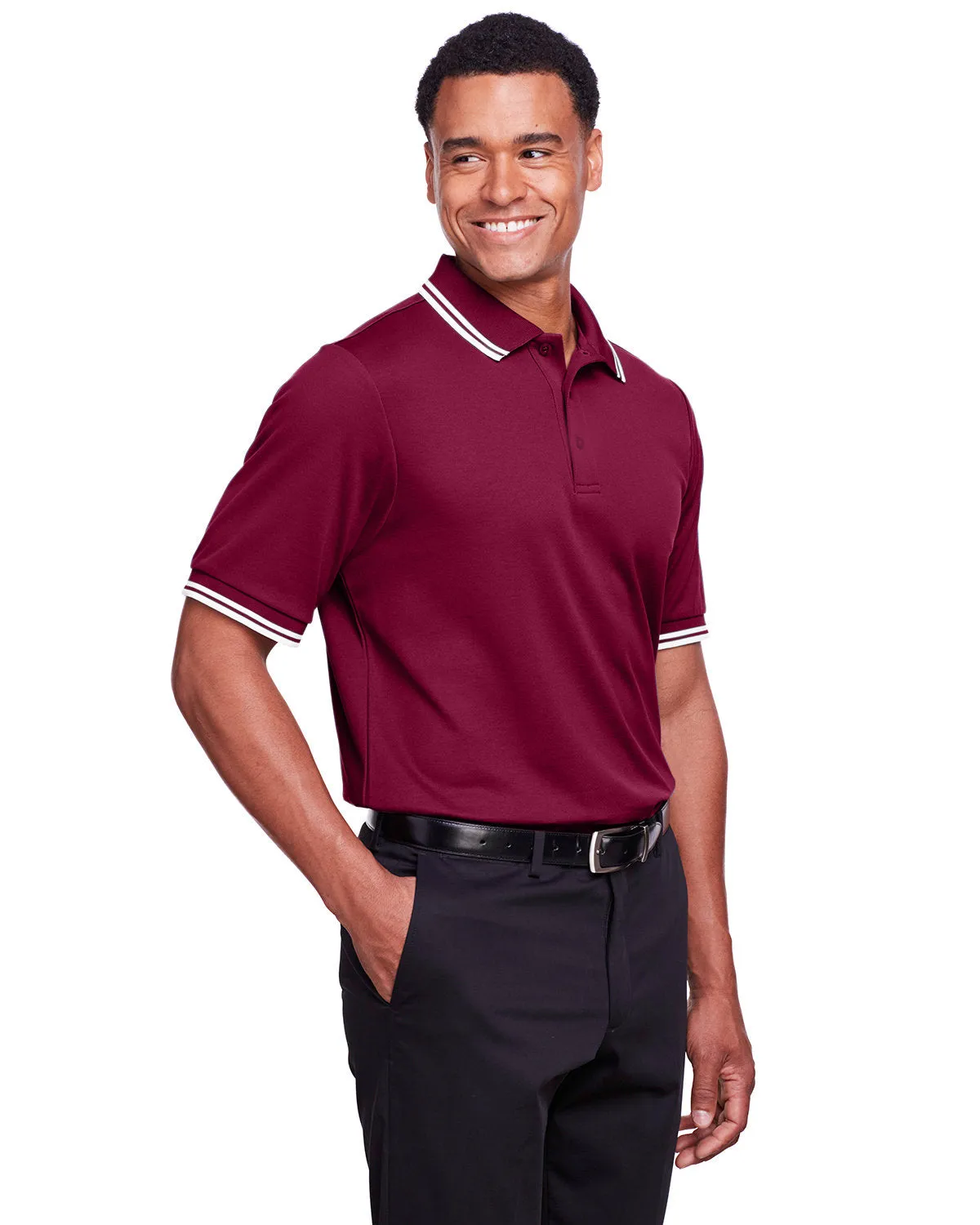 Devon & Jones Men's CrownLux Performance Plaited Tipped Polo