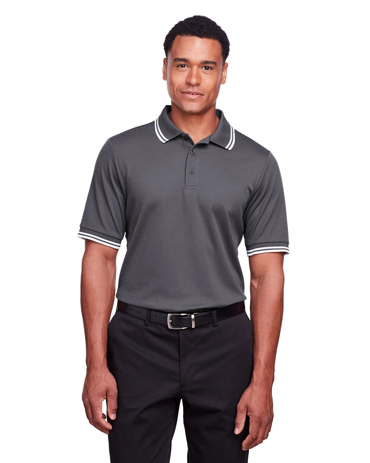 Devon & Jones Men's CrownLux Performance Plaited Tipped Polo