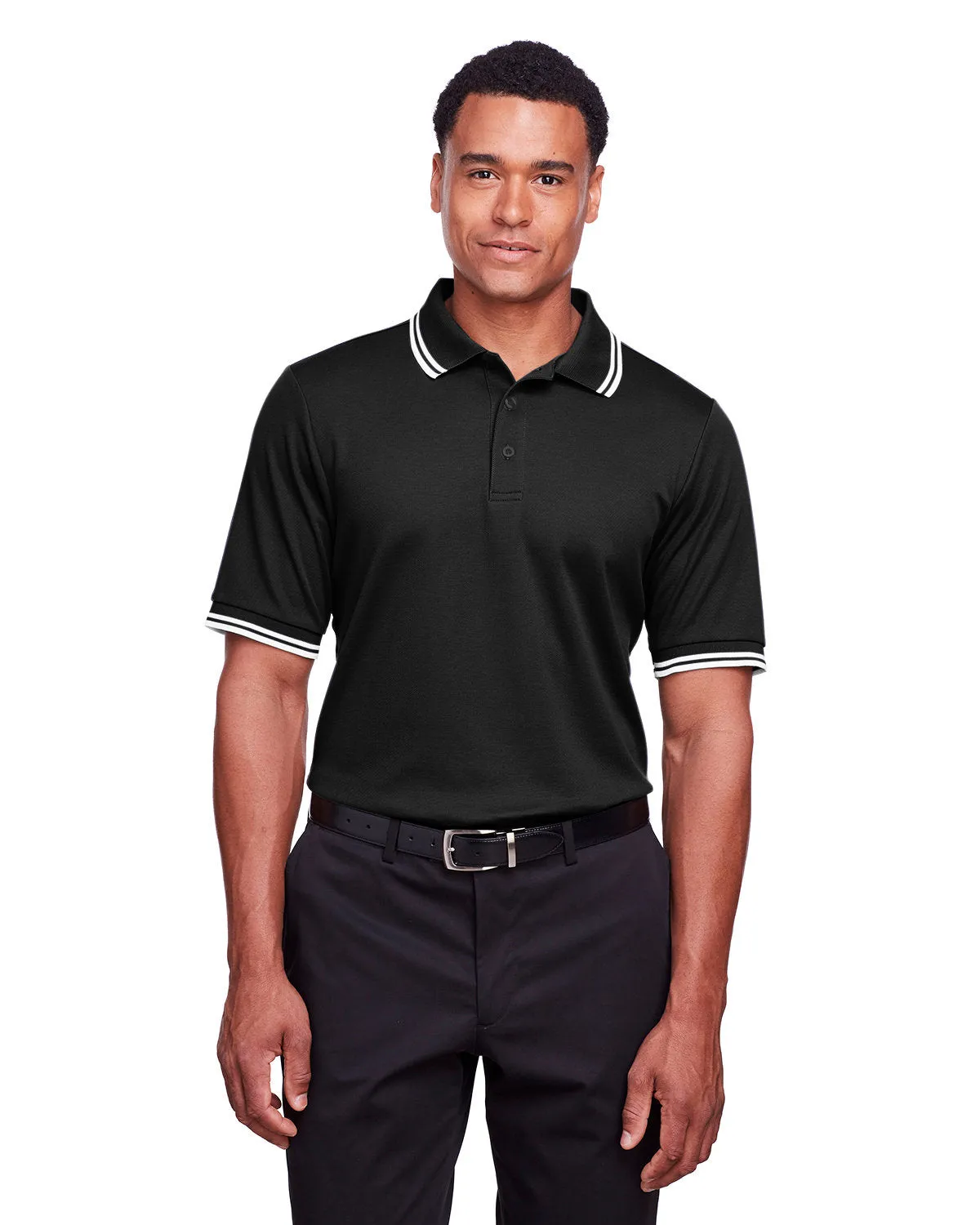 Devon & Jones Men's CrownLux Performance Plaited Tipped Polo