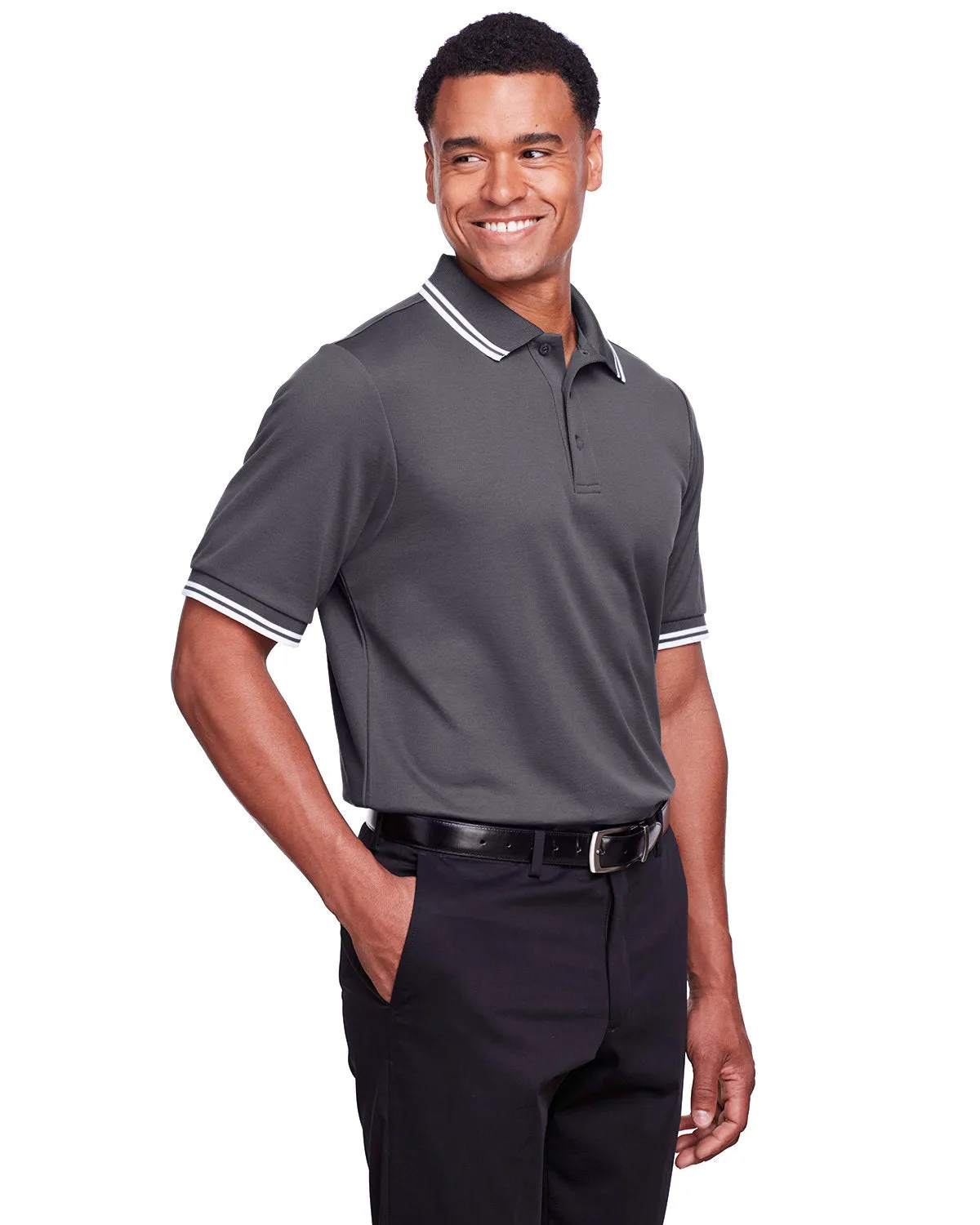 Devon & Jones Men's CrownLux Performance Plaited Tipped Polo