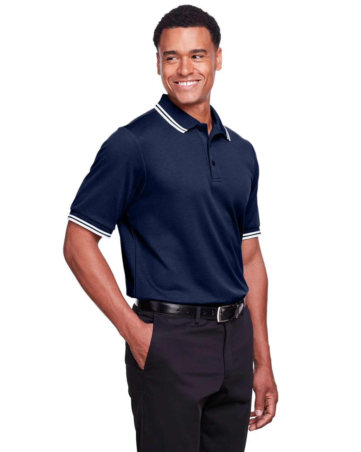 Devon & Jones Men's CrownLux Performance Plaited Tipped Polo