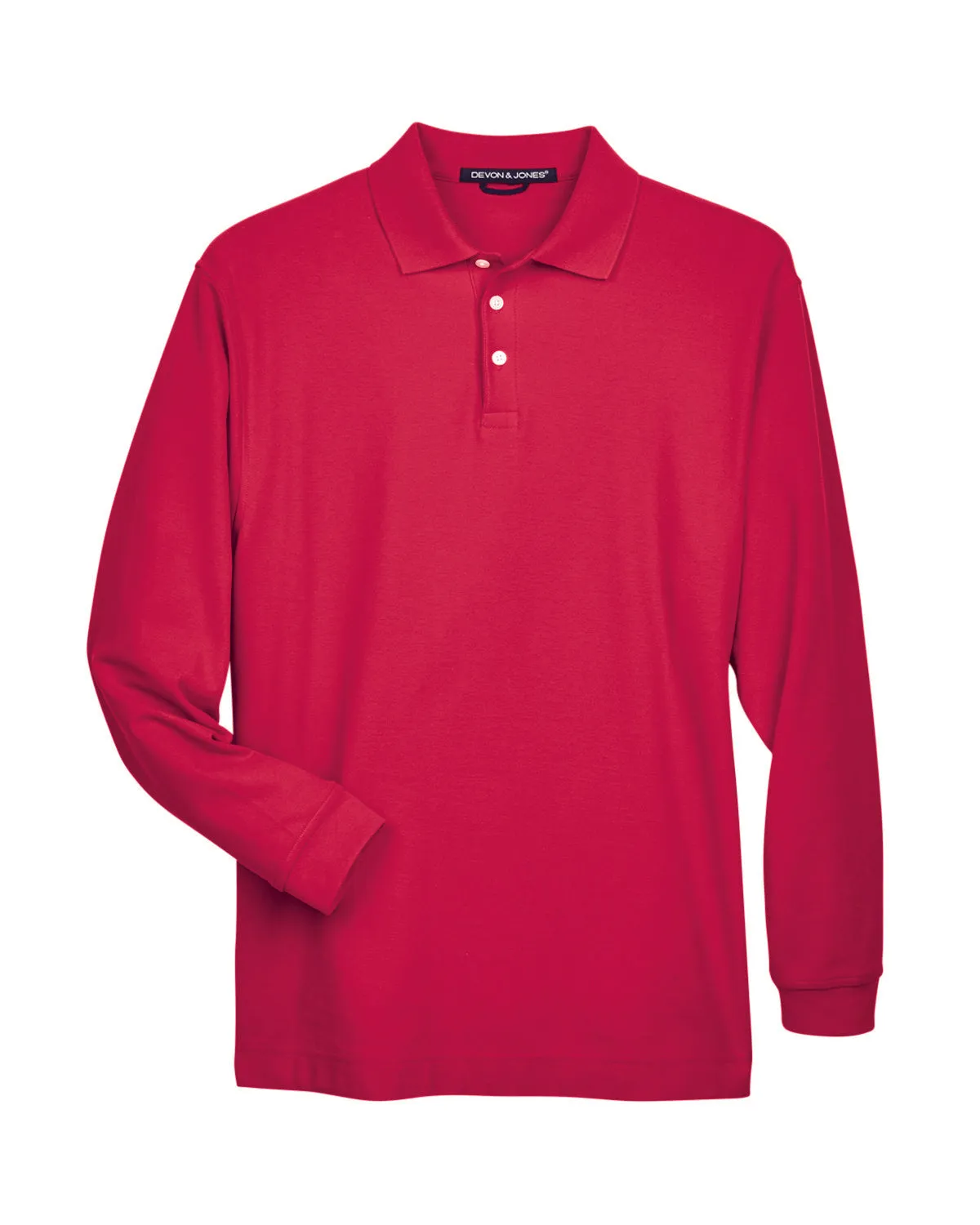 Devon & Jones Men's Pima Piqué Long-Sleeve Polo