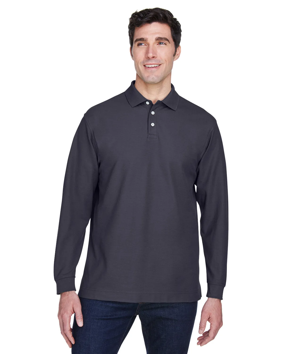 Devon & Jones Men's Pima Piqué Long-Sleeve Polo