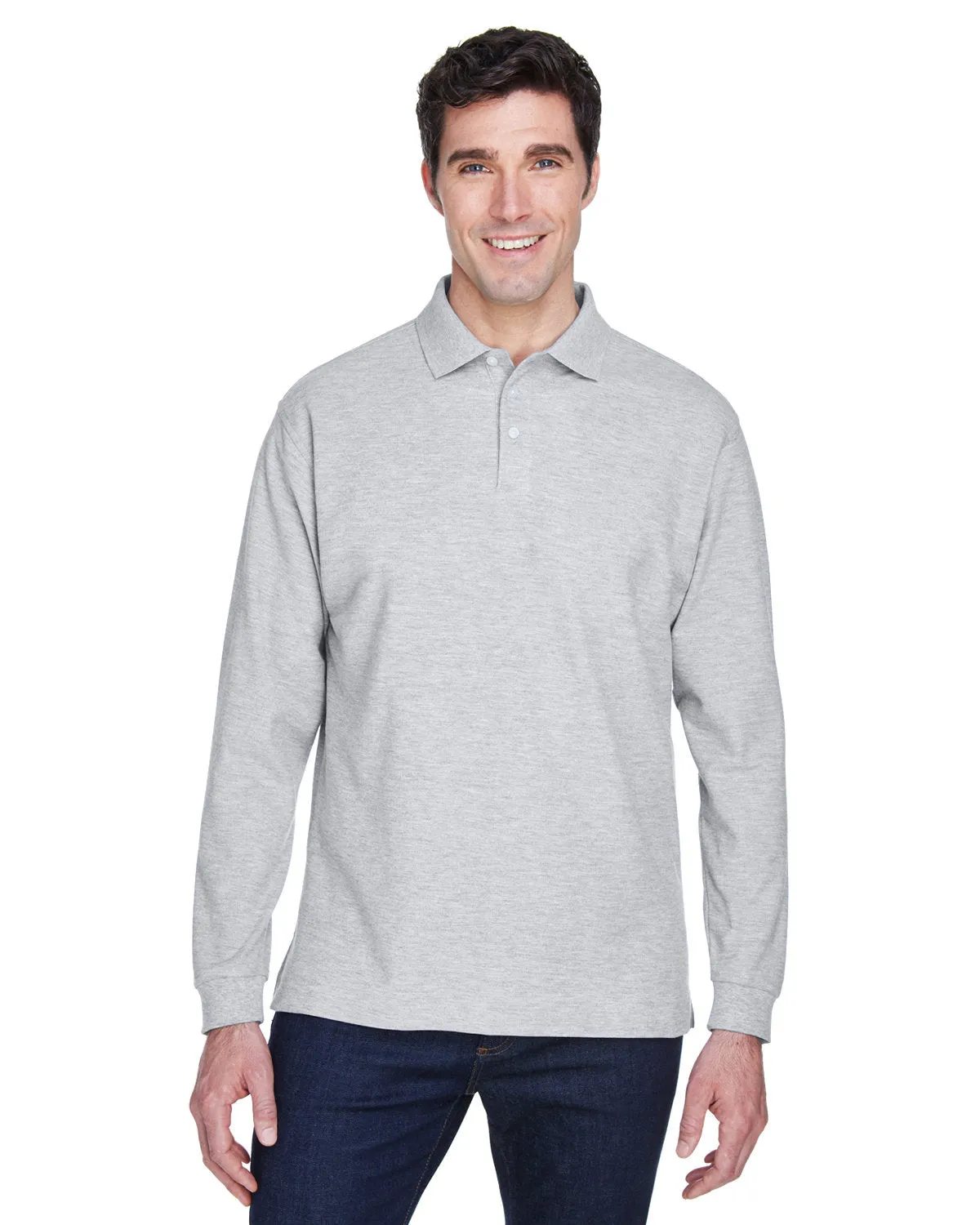 Devon & Jones Men's Pima Piqué Long-Sleeve Polo