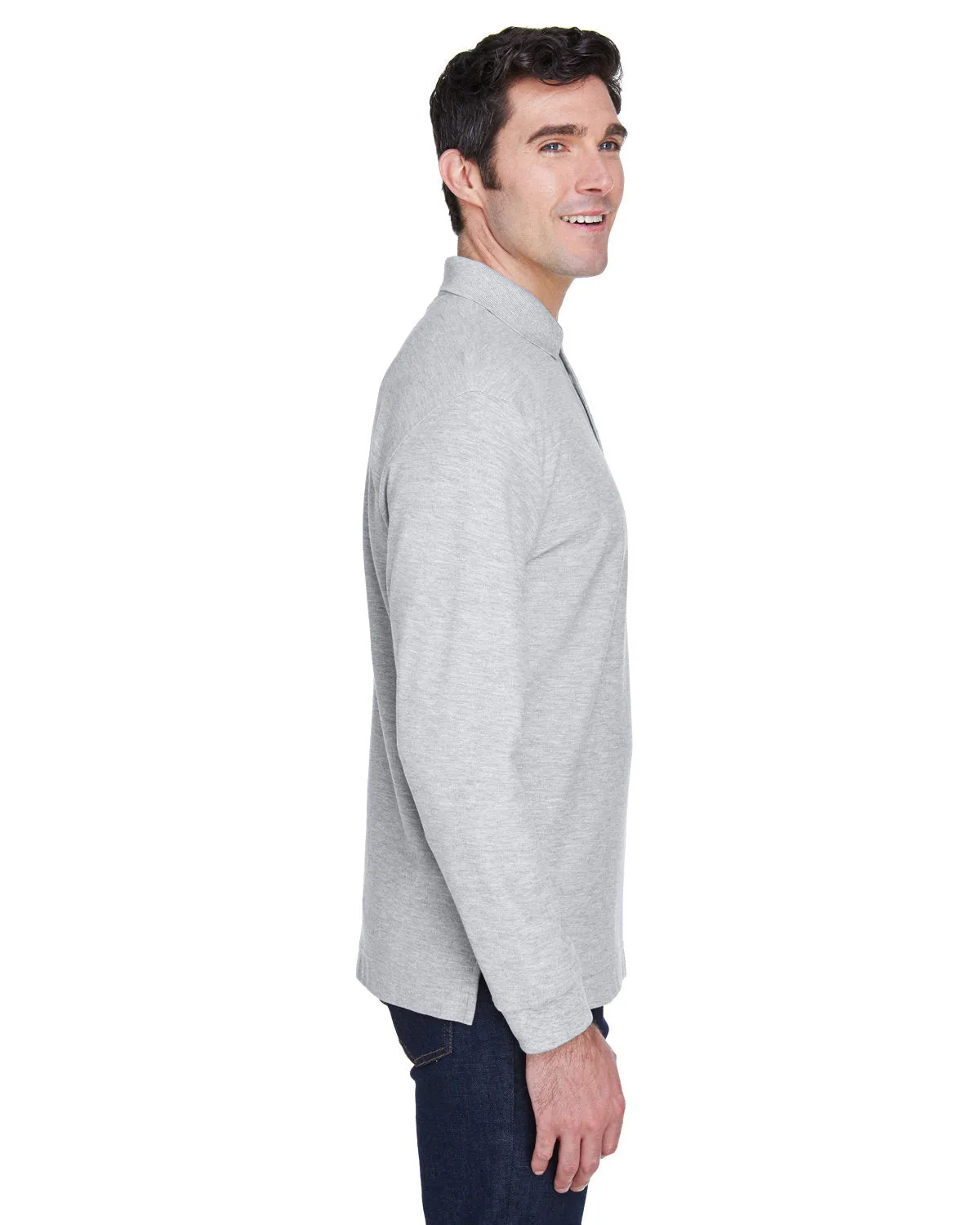 Devon & Jones Men's Pima Piqué Long-Sleeve Polo