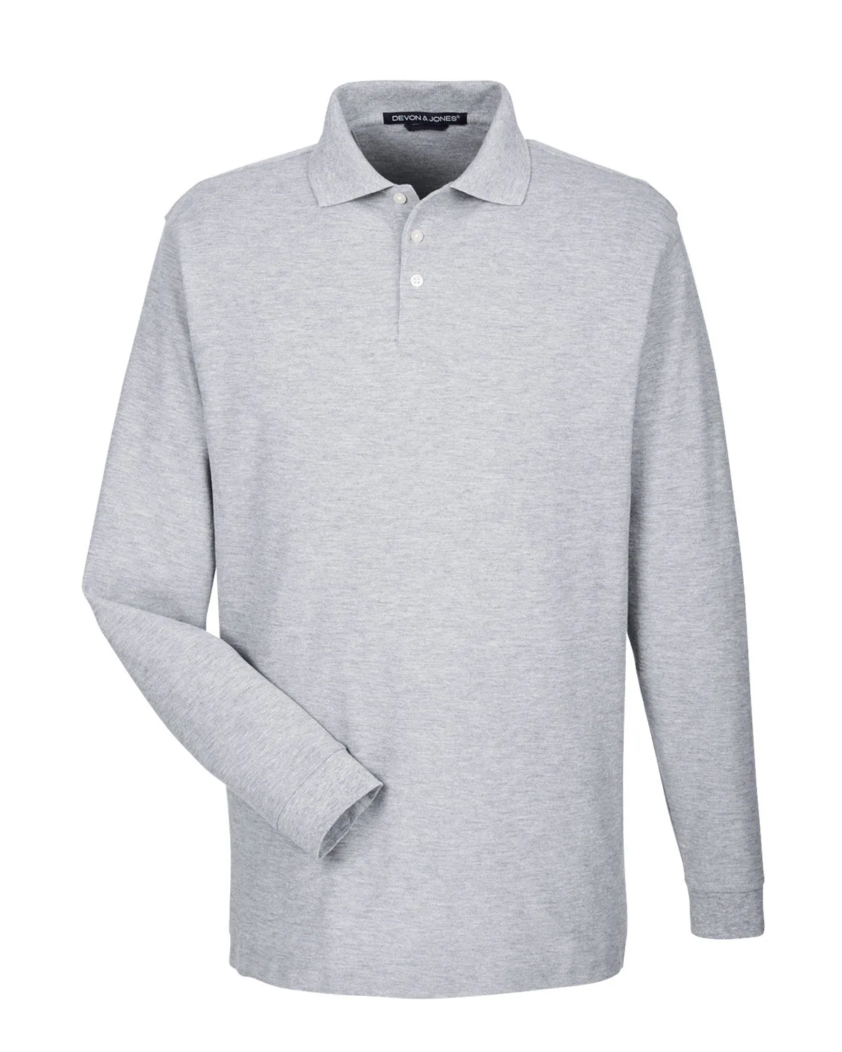 Devon & Jones Men's Pima Piqué Long-Sleeve Polo