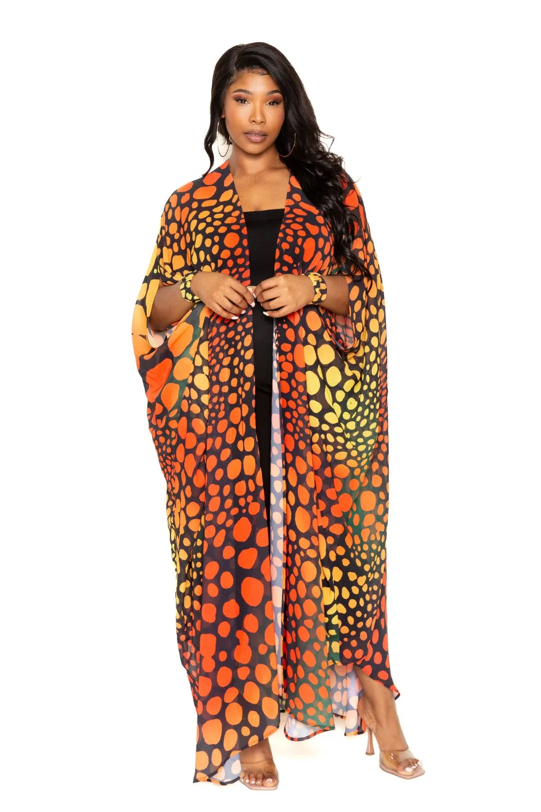 Dot Print Robe with Wristband - Search result.