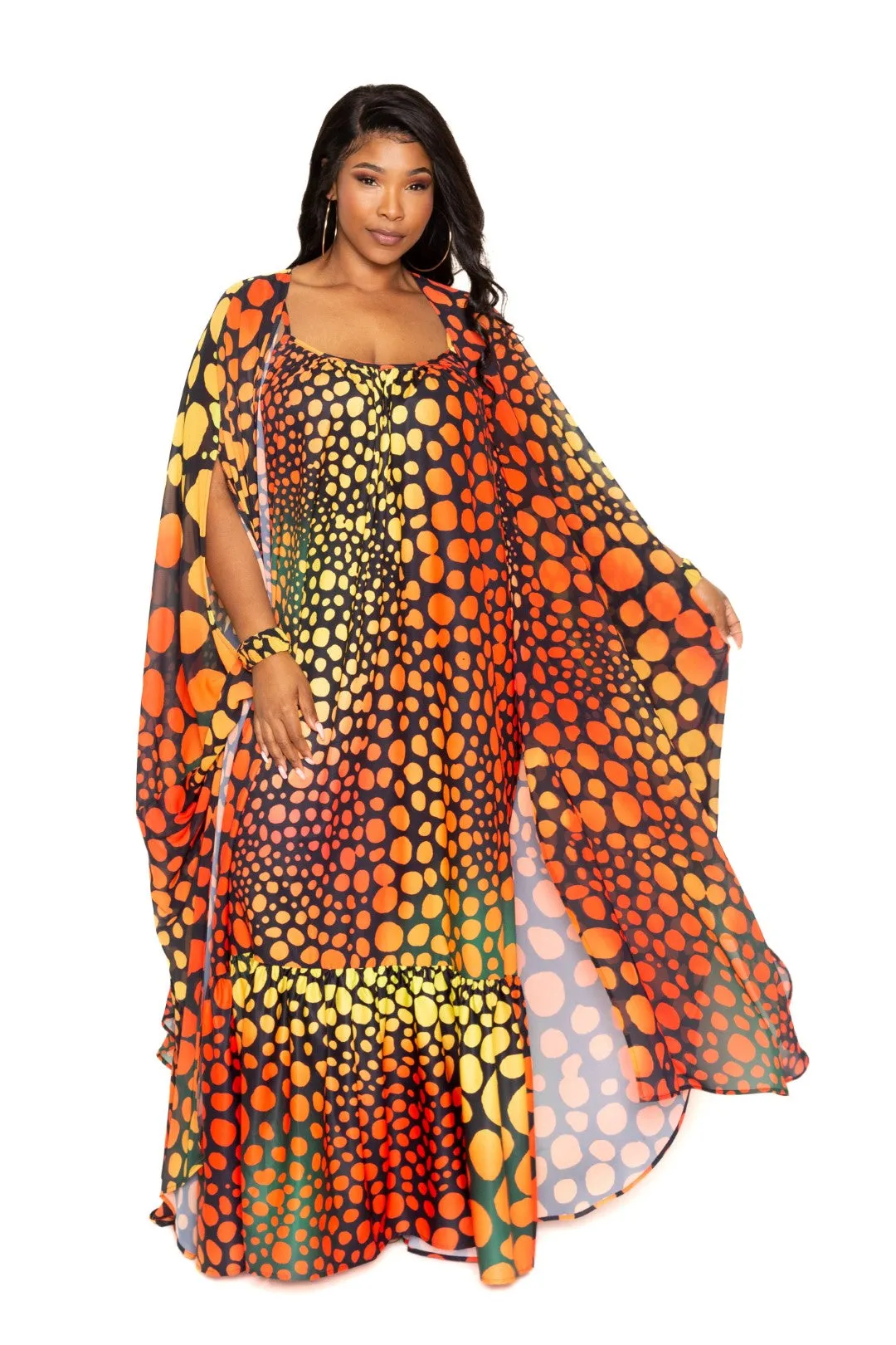 Dot Print Robe with Wristband - Search result.