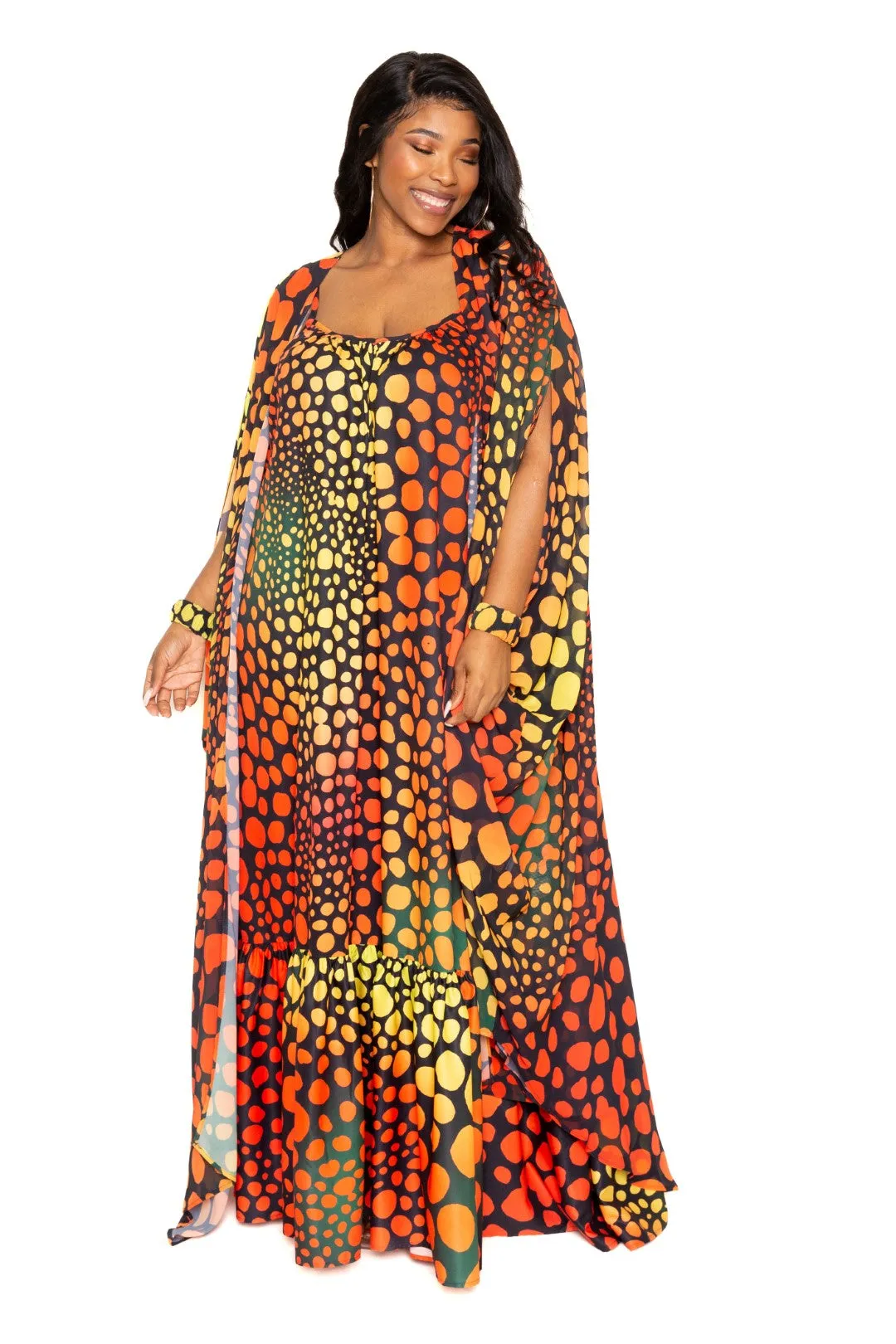 Dot Print Robe with Wristband - Search result.