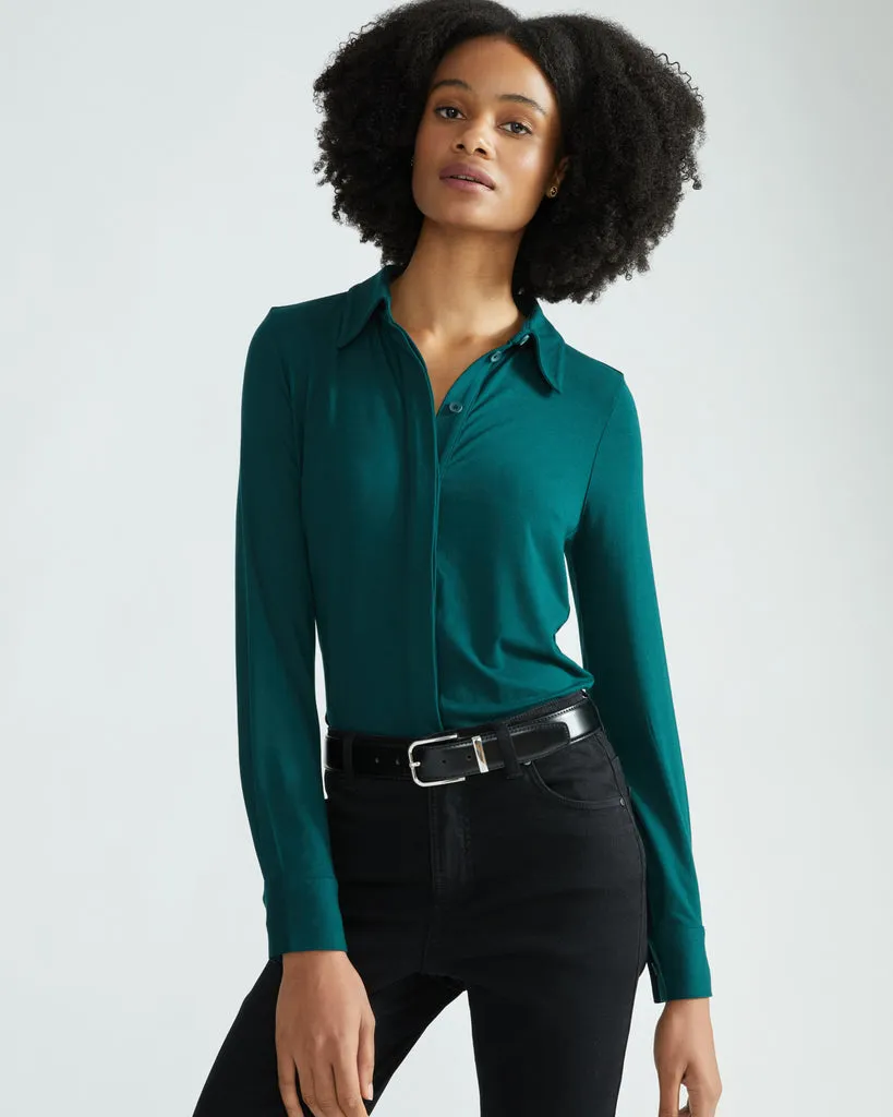 Elbe Liquid Jersey Shirt Classic Fit - Forest Green