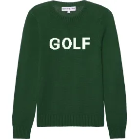 Ellsworth + Ivey Women's Golf Ribbed Neck Long Sleeve Sweater, Green & White