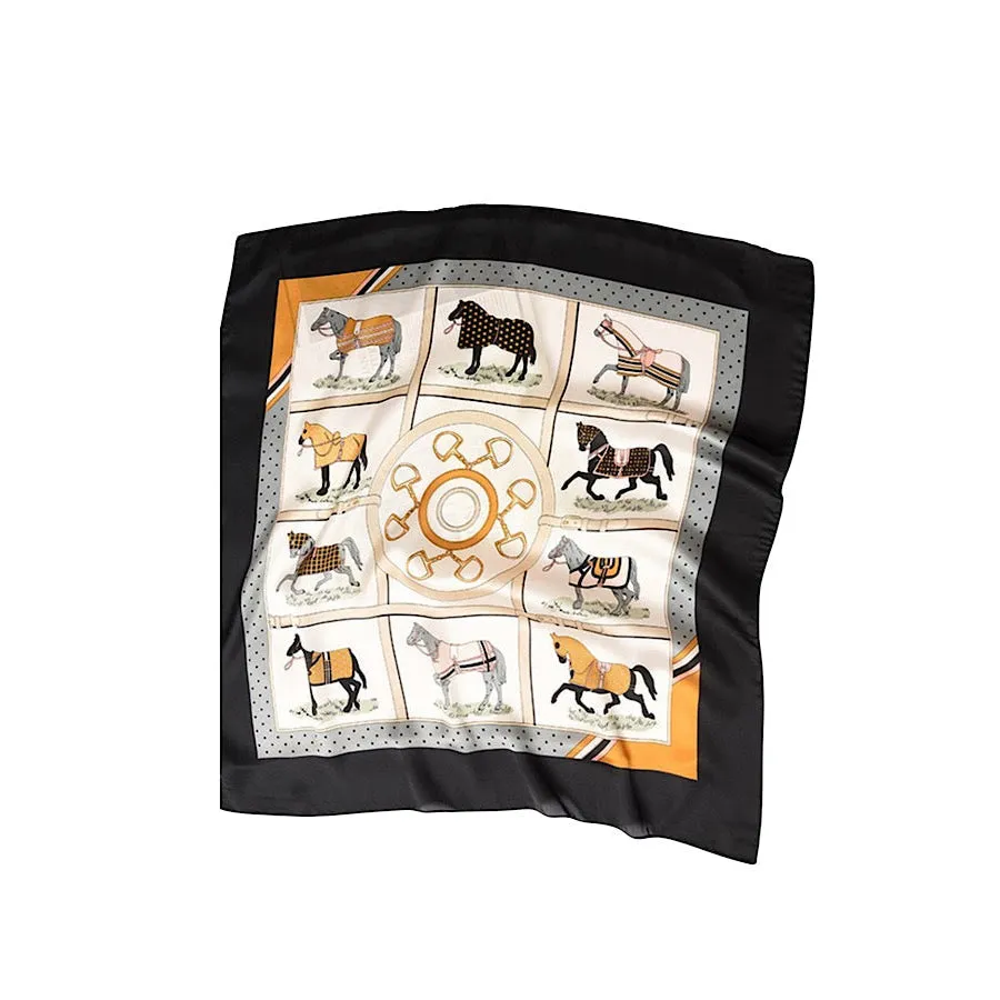 ETA 8/26 - Black Equestrian Satin Scarf