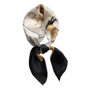 ETA 8/26 - Black Equestrian Satin Scarf