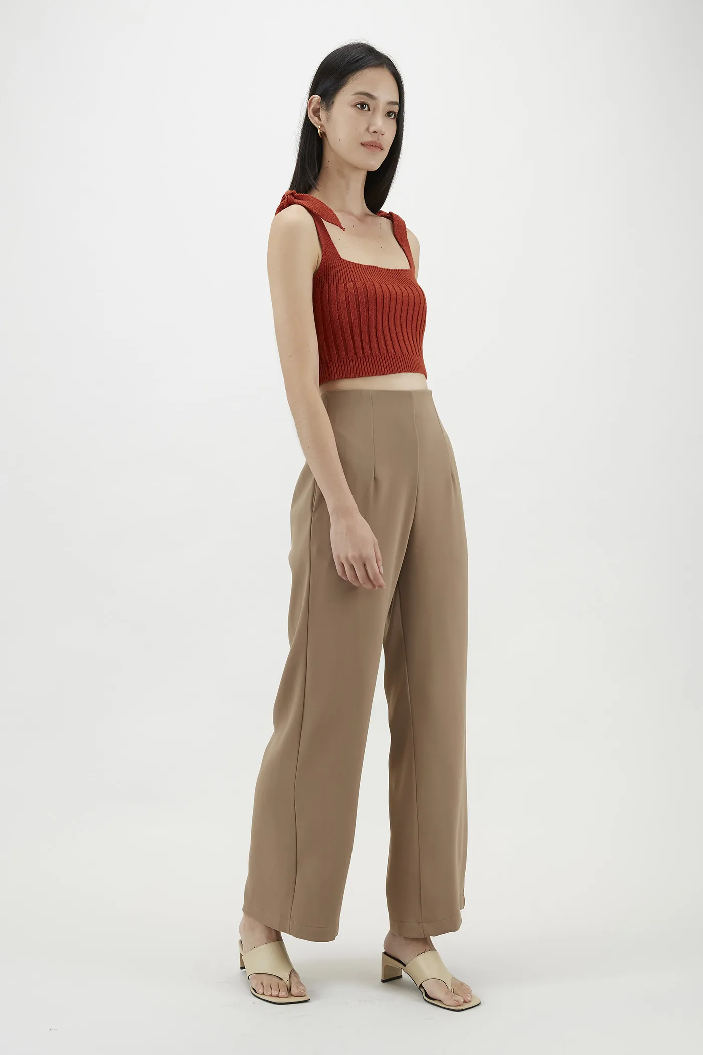 Faydra Tie-Strap Ribbed Top