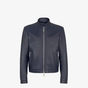 FENDI Blueberry Leather Outerwear Jacket